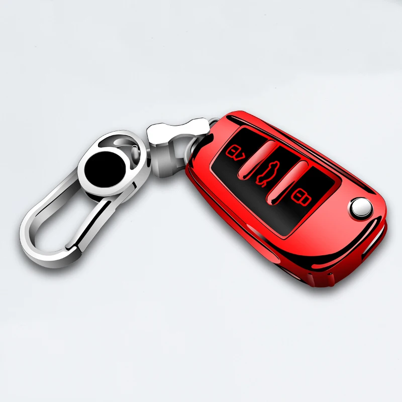Red with buckle Мягкий чехол для ключей автомобиля из ТПУ для Audi A3 Q3 A1 S3 Q7 Q2L A6L, чехол для ключей с брелком для автомобиля - Название цвета: Red with buckle