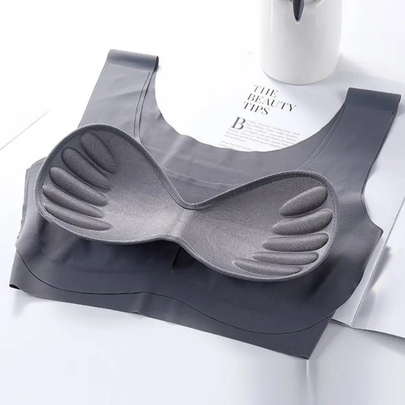 

Bras Women Seamless Push Up Wire Free Lingerie Padded Brassiere Sleeping Bra Fixed Shoulder Strap Casual Sports Bra