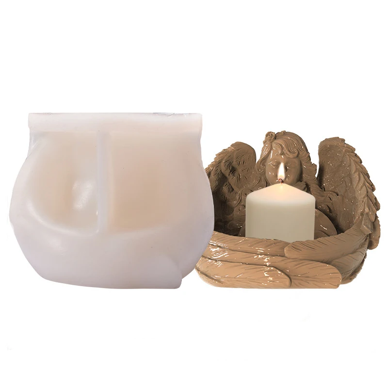 

DIY Angel Candle Holder Resin Silicone Mold Candlestick Making Clay Epoxy Crystal Mould Gypsum Cement Craft Tool Home Decoration