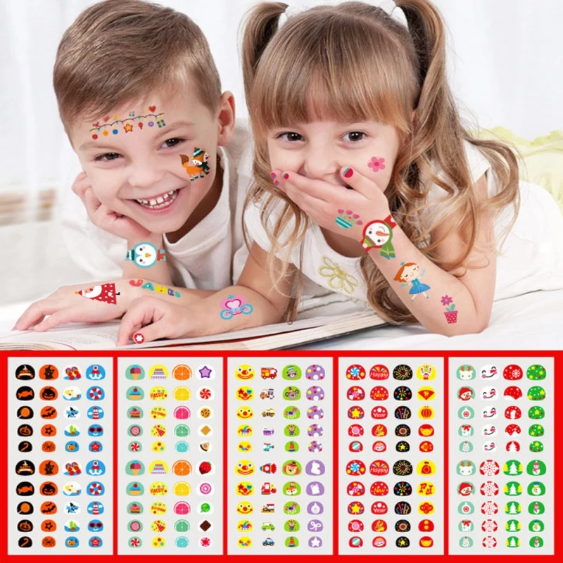 Рождественские Мультяшные татуировки для детей милые поддельные тату детские