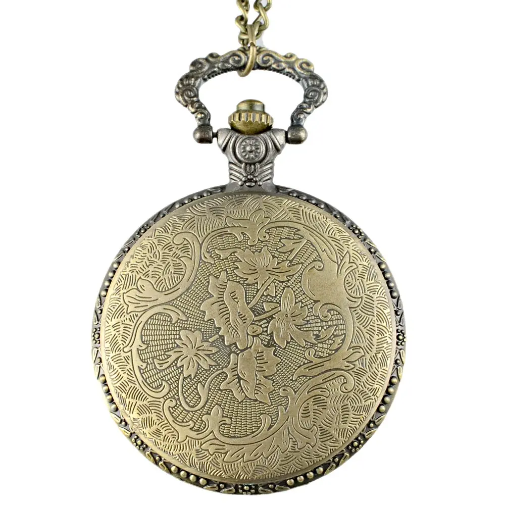 

Vintage Bronze Chicken Graphic Quartz Pocket Watch with Chain Retro Men Women Classic Pendant Necklace Clock Gift
