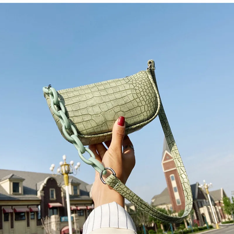 

Women's Handbag Mini Phone Bag Baguette France Casual Messenger Crossbag Female Fashion Crocodile Pattern Versatile Shoulder Bag