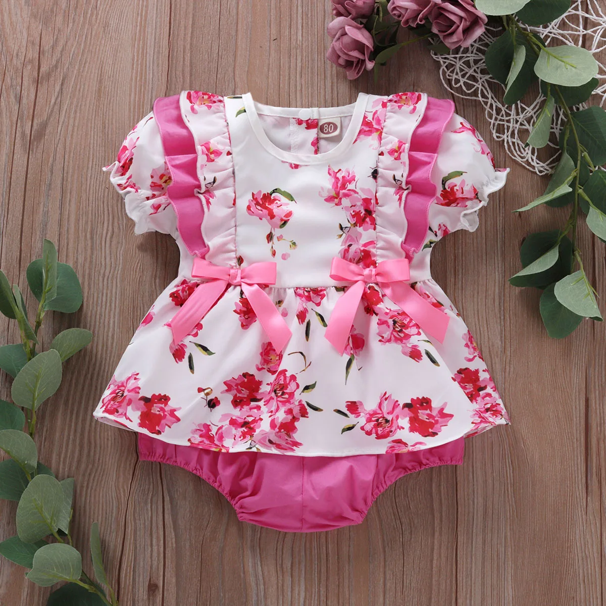 

Newborn Baby Girls Summer Short Sleeve Flower Outwear Toddler Kids Jumpsuits Infant Overalls Casual Rompers 0-12M