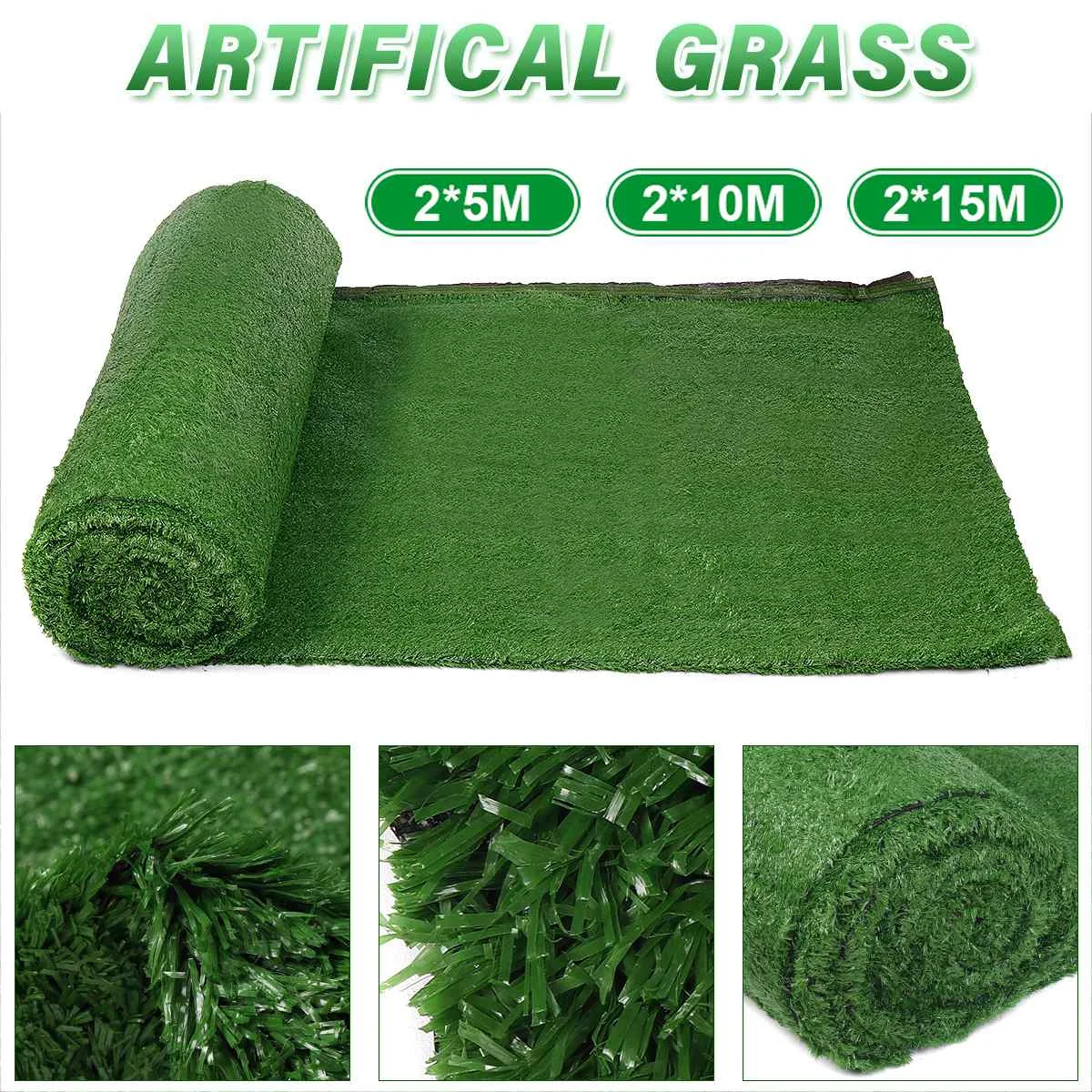 2x15M Thicken Artificial Lawn Outdoor Garden Artificial Grass Plants Non-slip For Country House Golf/Football Field Decor Lawn