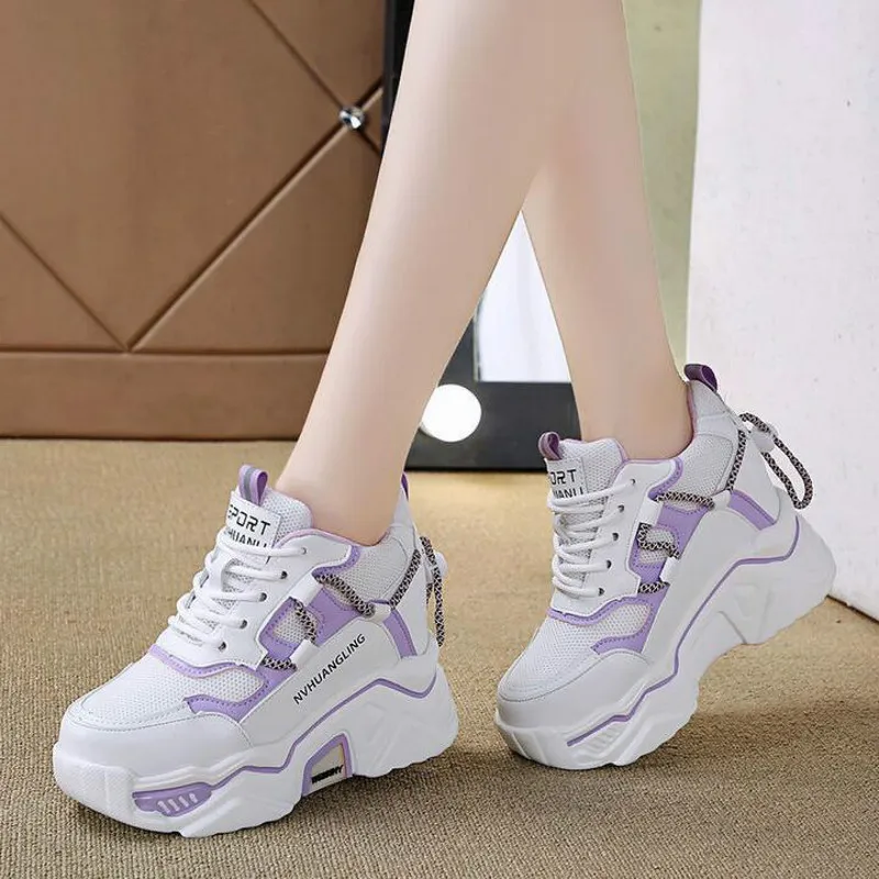 

Women Platform Chunky Sneakers High Lace-up Casual Vulcanize Shoes Women Luxury Designer Old Dad Female Fashion Outdoor Sneakers