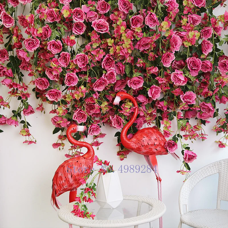 Искусственный цветок розы стены лозы струны открытый свадьба пластиковая
