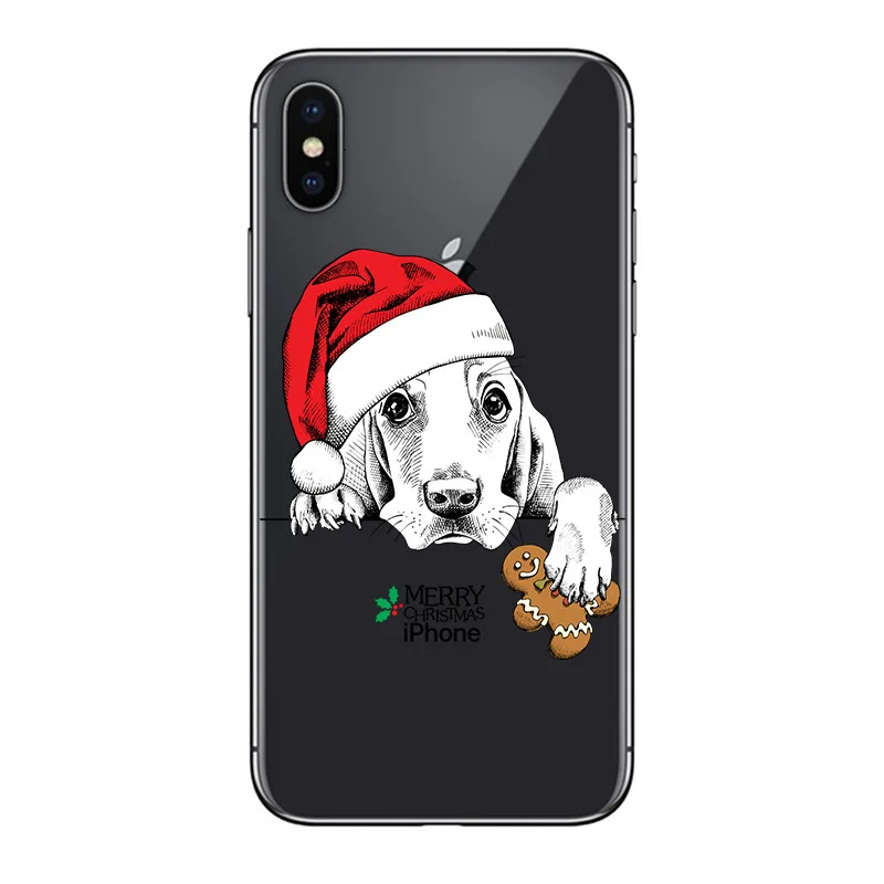 Christmas New Year Cover For iPhone 11 Max Pro XR 8 7 6 6S 5S Plus Cartoon Santa Claus Elk Phone Case For iPhone 11Pro X XS Max