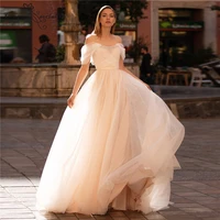 elegant boho wedding dresses simple bride gowns plus size off the shoulder beaded crystal pleats lace up vestido de noiva