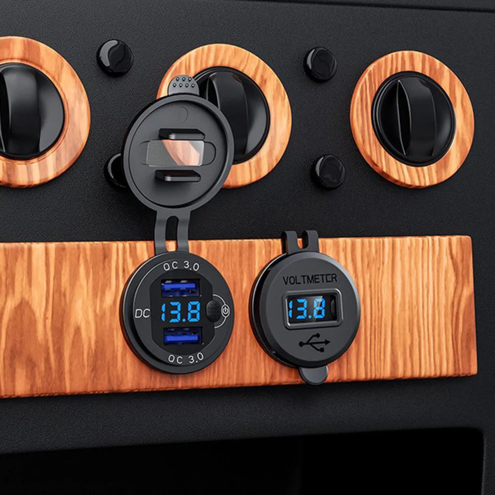 

For Car Car LED Charger On/Off Switch Button QC3.0 Socket Outlet Waterproof Digital LED Display