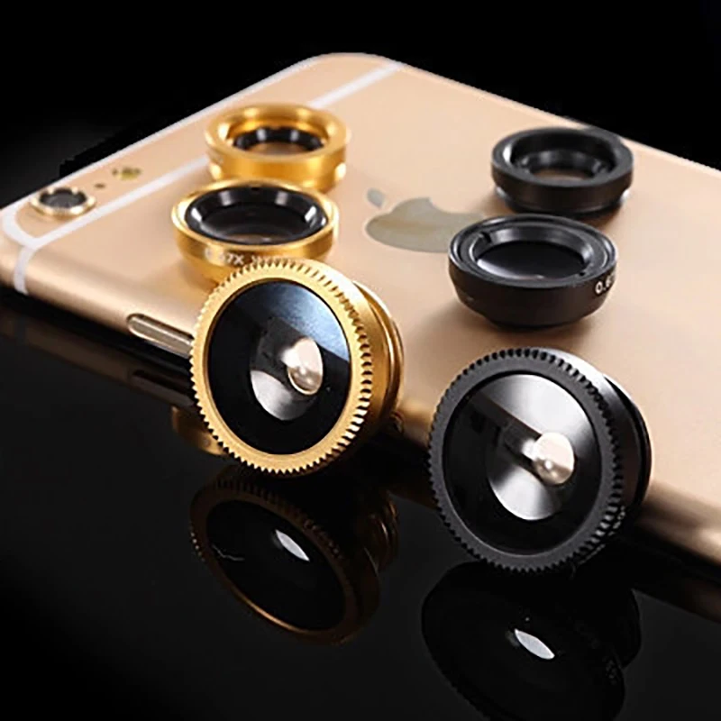 

3-in-1 Wide Angle Macro Fisheye Lens Camera Kits Mobile Phone Fish Eye Lenses with Clip 0.67x for All Cell Phones