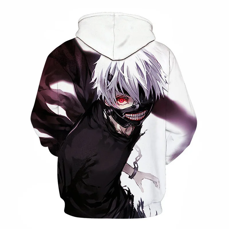 Черно белый костюм с капюшоном Ken Kaneki из аниме Токийский Гуль Толстовка Куртка