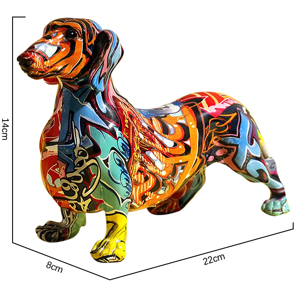 

Modern Creative Painted Colorful Dachshund Dog Decoration Home Wine Cabinet Office Decoration Desktop Decoration Crafts