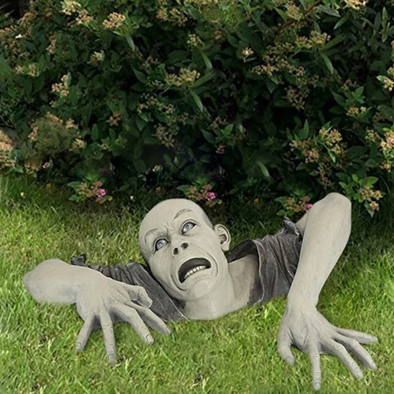 Zombie Shape Funny Statue Garden Sculpture Non-fading Anti-deform Decorating Halloween Decorative Sculpture