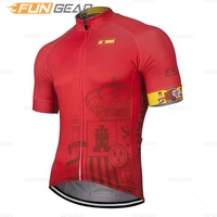 spain cycling clothing men bike jersey set short sleeve spanish national team uniform race sports tight suit 2020 bicycle wear