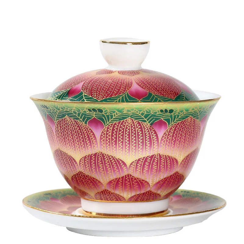 150 мл фарфоровый чайный сервиз Gaiwan изысканная с эмалью цветная чайная чаша