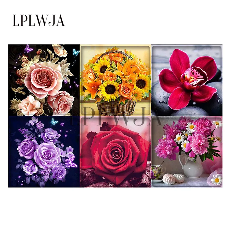 

LPLWJA 18mm/20mm/25mm Sunflower Red Purple Rose Flower Square Shape Glass Cabochon Demo Flatback Base Tray DIY Jewelry Findings