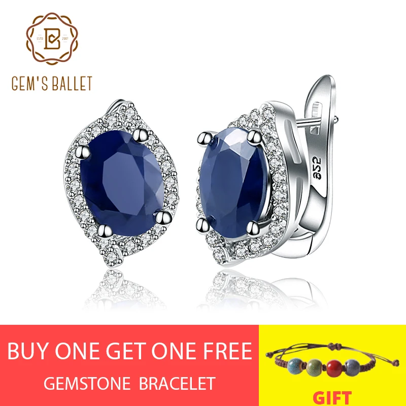 Жемчужные балетные 3.32Ct овальные серьги-гвоздики с натуральным Синим Сапфиром И драгоценным камнем 925 пробы серебряные свадебные ювелирные изделия для женщин