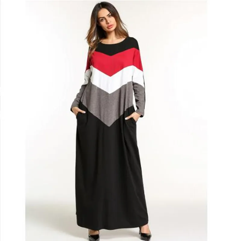 Мусульманское abaya Макси платье в полоску кимоно длинные халаты Sukienki халат