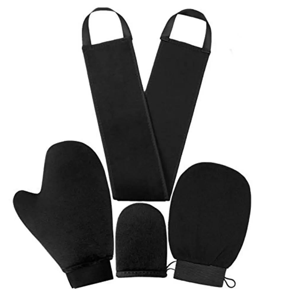 

4pcs Scrub Mitt Magic Peeling Glove Exfoliating Tan Removal Mitt Self Tanner Body Cleaning Cream Mousse Self Tan Applicator