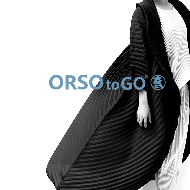 Осенняя модель модные однотонные длинные плиссированные пальто Miyake с ремнем в