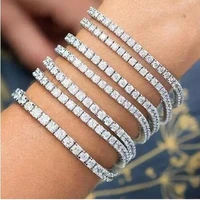 handmade solid 925 sterling silver 4mm 17cm 19cm tennis bracelet bangle for women wedding fashion jewelry wholesale party gift