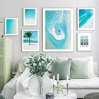 Белый пляж Пальма серфинг морские волны настенная живопись холст скандинавские плакаты и принты настенные картины для гостиной домашний декор
