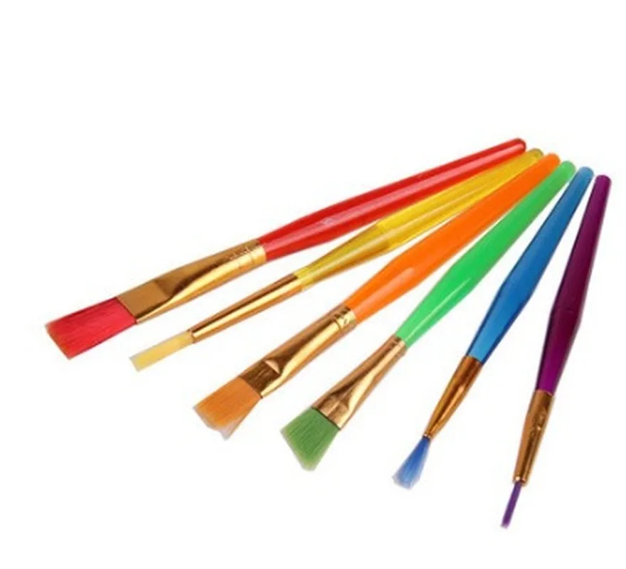 Набор детских кистей пластиковые стержни карамельных цветов акварельные ручки