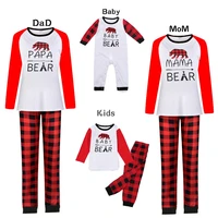 family christmas pajamas bear printed underwear parent child winter home wear 2pcs long sleeve xmas clothes family homewear