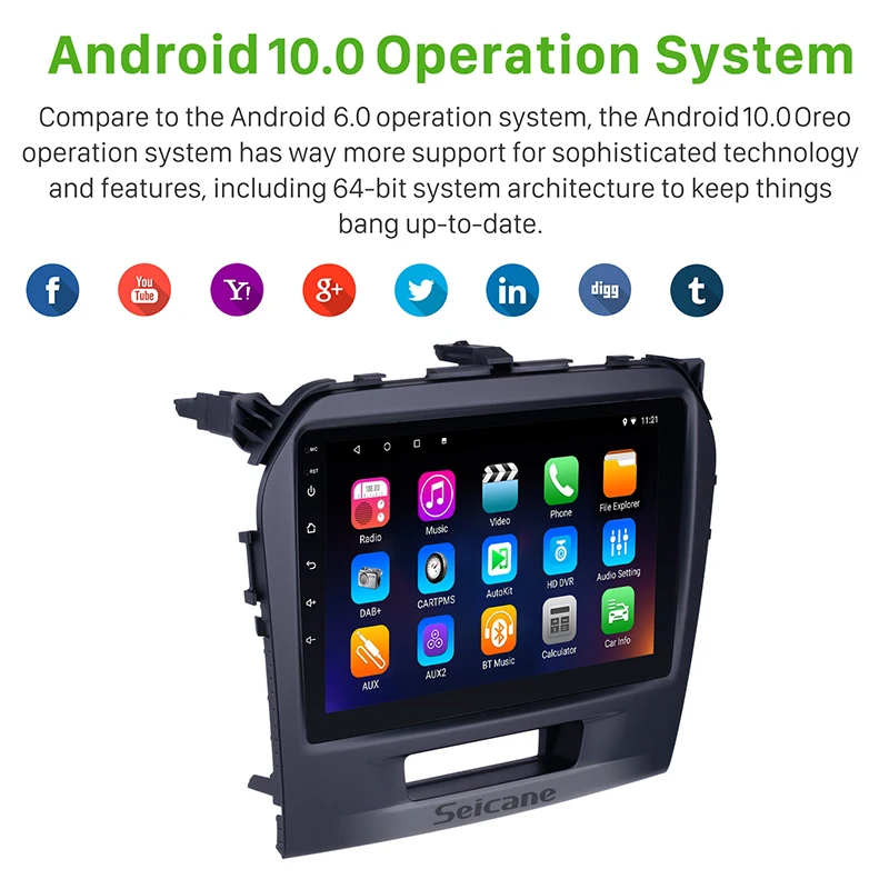 Seicane 9 &quotHD 1024*600 Android 10 0 автомобильный радиоприемник с навигацией GPS головное