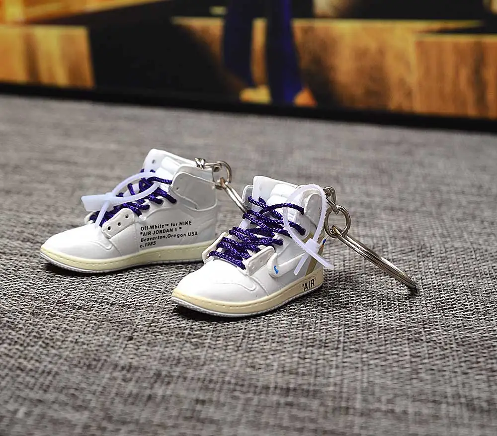 a pair w metal ring Дропшиппинг тапки обуви брелок 1 3D мини-кроссовки "OW CHICAGO" Спортивная обувь тапки брелки - Цвет: a pair w metal ring