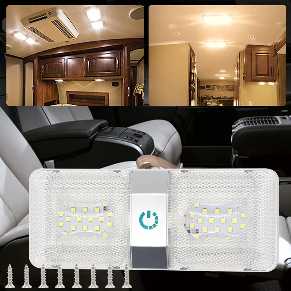 RV Boat Dome Reading Light 48 LED Waterproof Dimming Lamp Interior Lights For Motorhome Rv Camper Caravan DC11-18V 6500k | Автомобили и
