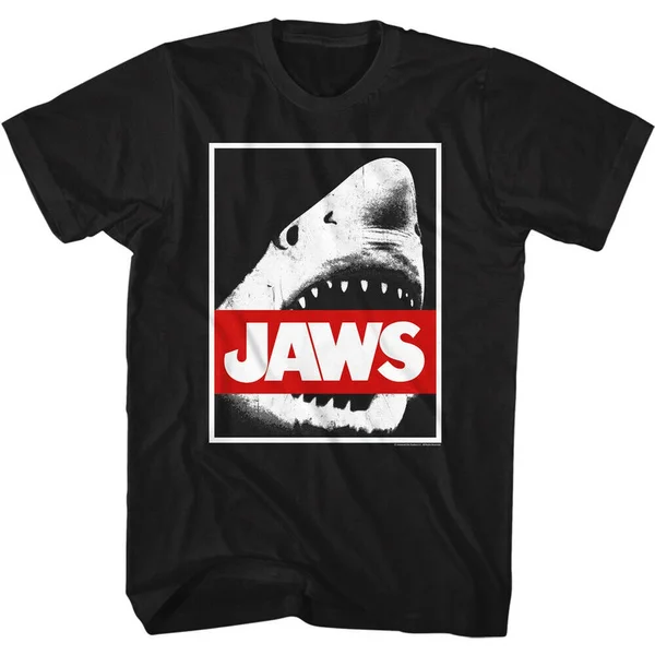 

OFFICIAL Jaws RED BAR T-Shirt Official New Movie SM - 5XL 100% BLACK COTTON