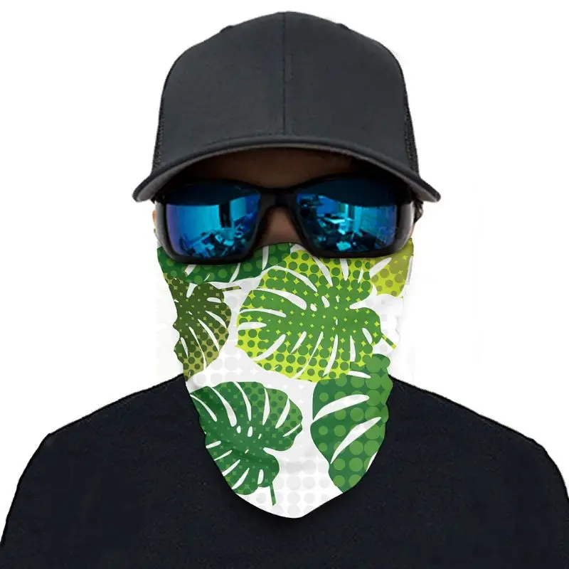 

Colorful Tropical Monstera Palm Leaves Geometry Artwork Rainforest Jungle Leaves Painting Print Bandana Face Mask Sun Protection