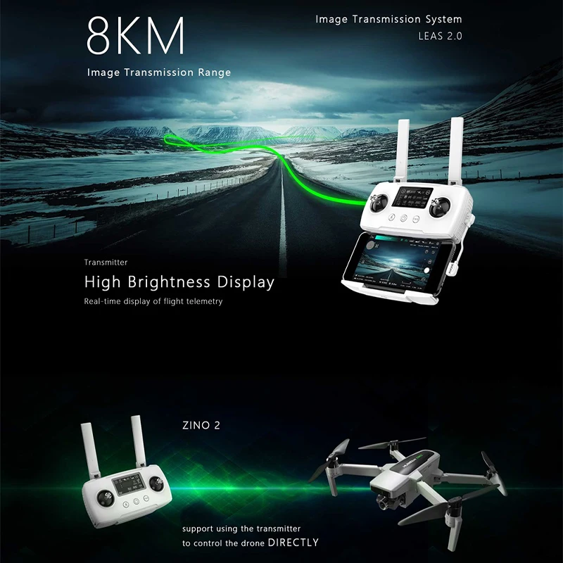 

2021 New Drone HUBSAN Zino 2 RC Drone Pro 4K HD GPS WiFi Quadcopter Equipped With 8KM Real-Time Image Transmission 3-Axis PTZ Qu
