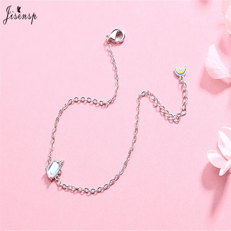 Jisensp Romantic Rainbow Unicorn Stud Earrings Cute Silver Color Fashion Jewelry for Women Girls Valentine's Day Gift | Украшения и