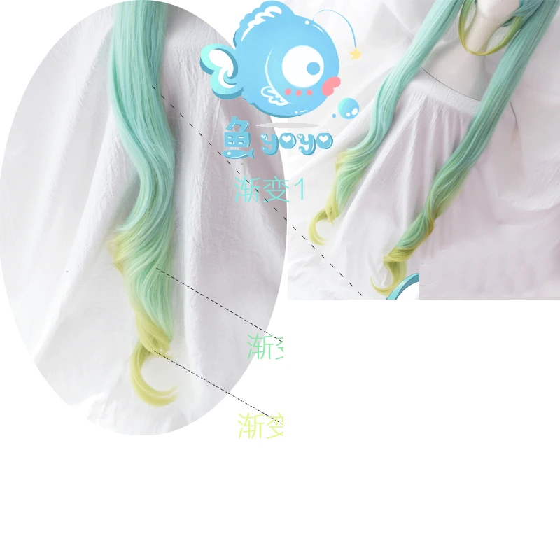 Miku гоночный косплей парик длинные прямые с завитками конский хвост