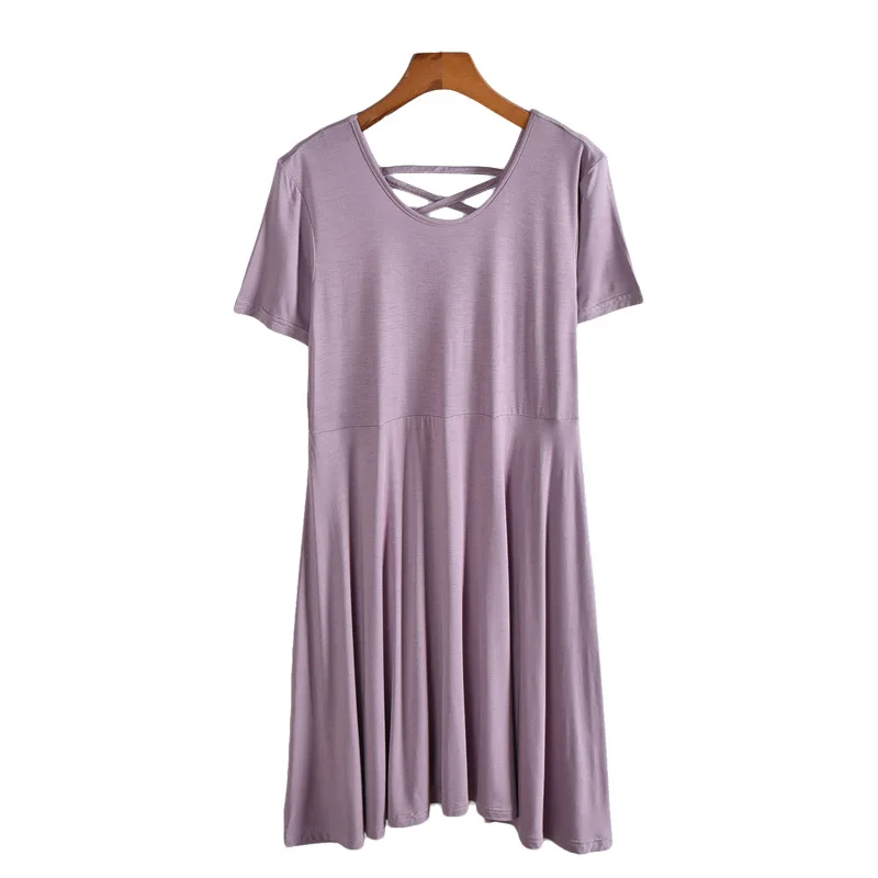 Nightdress Female Summer Modal Short-sleeved Thin Section Temptation Sexy Backless Sweet Mid-length Pajamas Dress