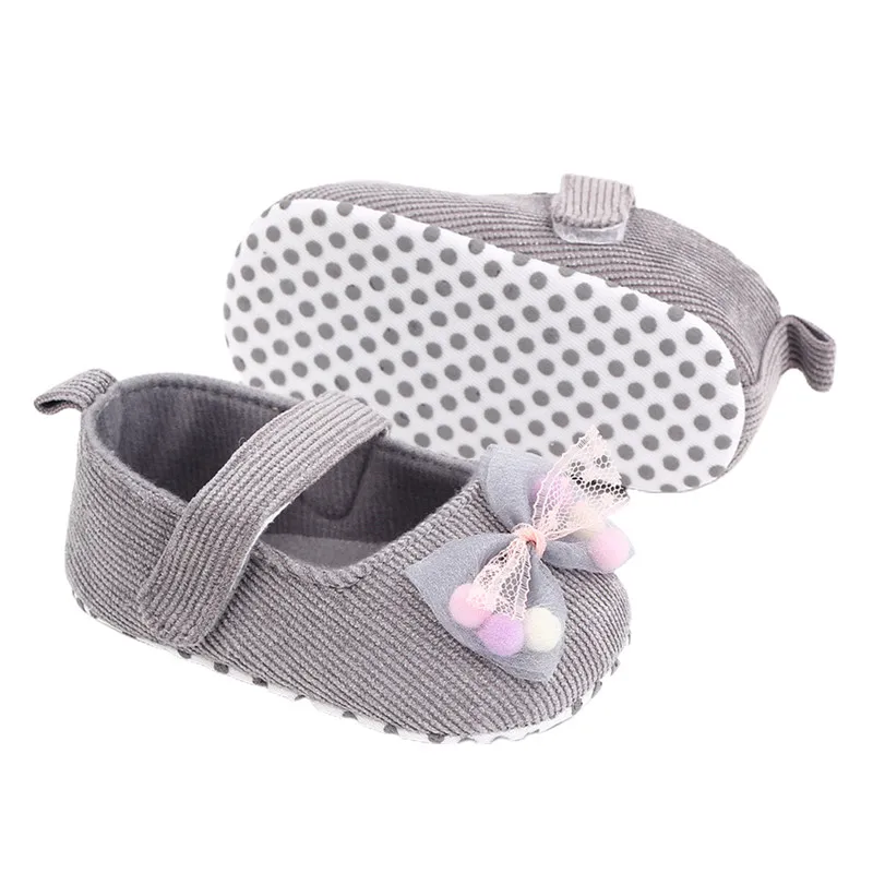 

Girl's Solid Princess Shoes Soft Anti-Slip Flats Sole Baby Shoe with Bowknot Decoration 0-18M Baby First Walkers