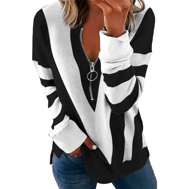 

Spring Shirts Loose V-Neck Women T Shirt Top Vintage Elegant Fashion Print Long Sleeve Casual Female Tshirt all-match 2021 New