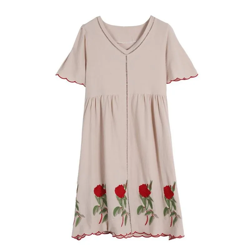 

Элегантный пастельно-тонкая талия Vestido Ретро Бохо с вышивкой Украина Harajuku отпуск размера плюс, корейское платье с цветочным рисунком летнее...