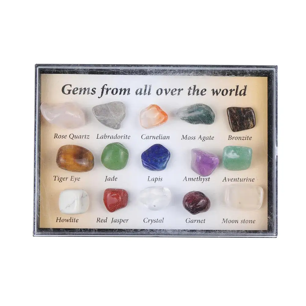 

15Pcs Natural Crystal Gemstone Original Stone Storage Gift Box Stone Collection Popular Stones Decoration Crafts Stone Geolog