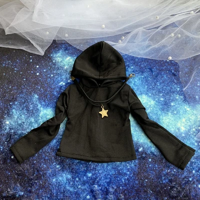 BJD одежда 1/4 BJD толстовки оверсайз супер свободный свитер+ ожерелье для 1/4 BJD куклы аксессуары для кукольной одежды свободный стиль - Цвет: Черный