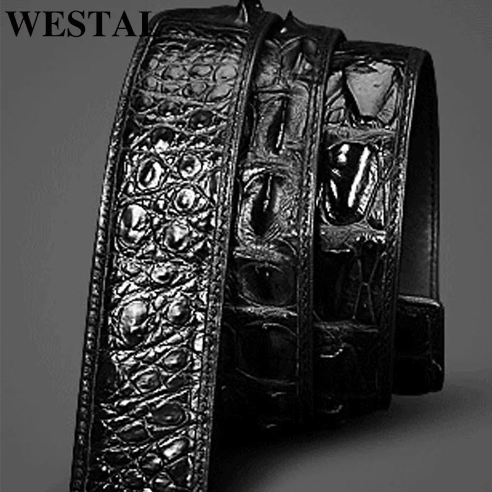 

WESTAL Alligator Genuine Leather For Men High Quality Black Buckle Jeans Belt Casual Belts Business Belt Cowboy Waistband
