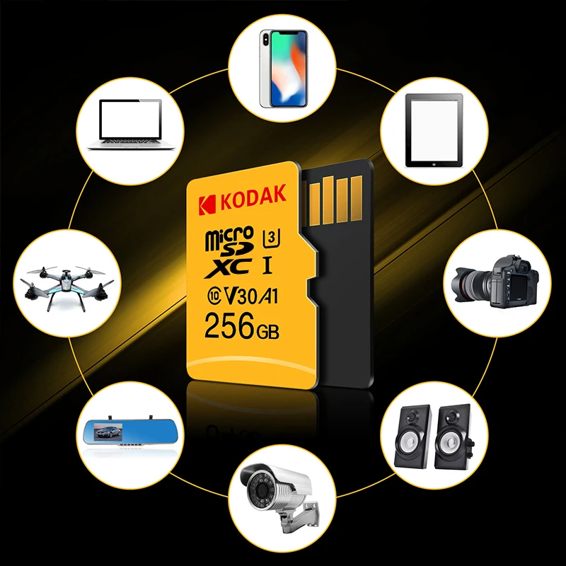 Карта памяти Kodak Micro SD высокоскоростная 256 ГБ класс 10 U3 4K карта флэш sd|Карты памяти|