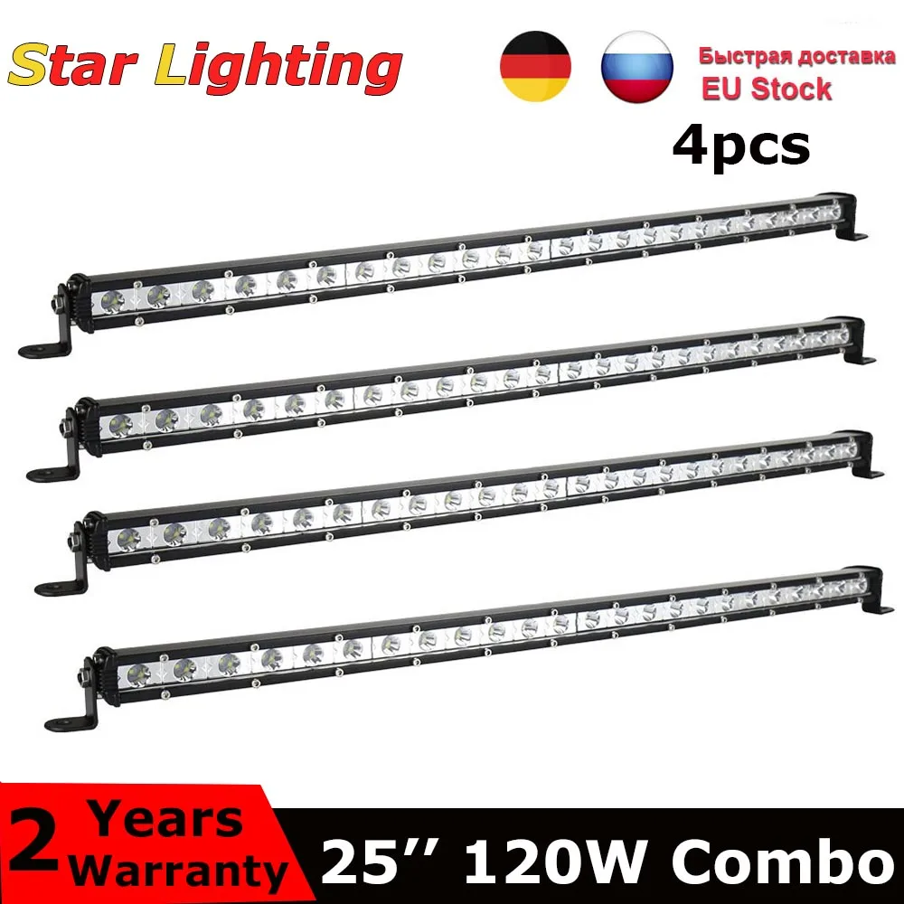 

Бампер светодиодный однорядный, 25 дюймов, 120 Вт, 12 В, 24 В, 4 шт.