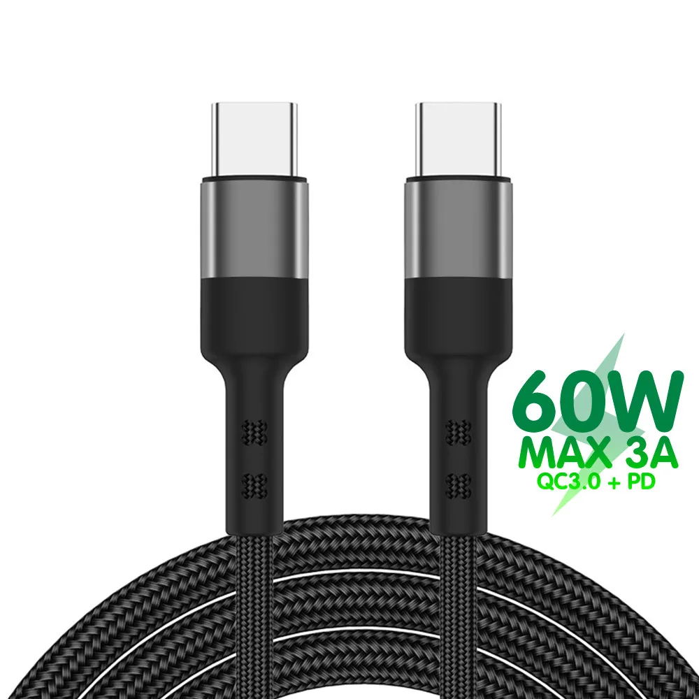Кабель USB Type C PD зарядное устройство 60 Вт кабель 1 м 2 двойной для быстрой зарядки