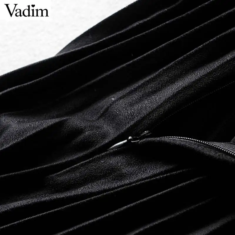 Vadim Женская плиссированная юбка в стиле ретро из замши с узором пэчворк на молнии