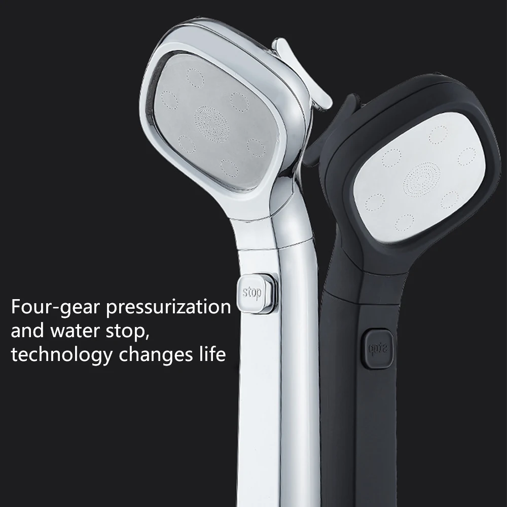 

4 Gear Pressurized Shower Head with Handheld Shower with On/Off Switch Adjustable Detachable Replacement Head