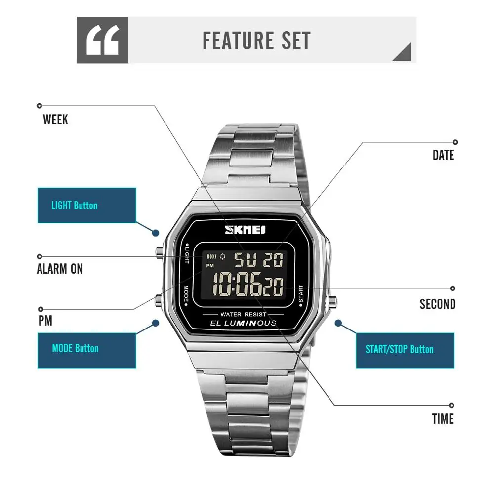 

SKMEI Men's Watches LED Digital Male Electronic Wristwatch Top Brand Luxury Chrono Alarm Clock Casual Stopwatch Reloj Hombre1647