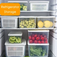 refrigerator storage containers storage box fresh vegetable fruit drain basket boxes with lid kitchen tools organizer